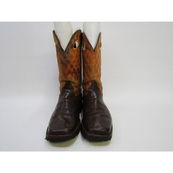 Justin Mens Size 10 D Orange Brown Leather Buckaroo Cowboy Western Boots main image 10